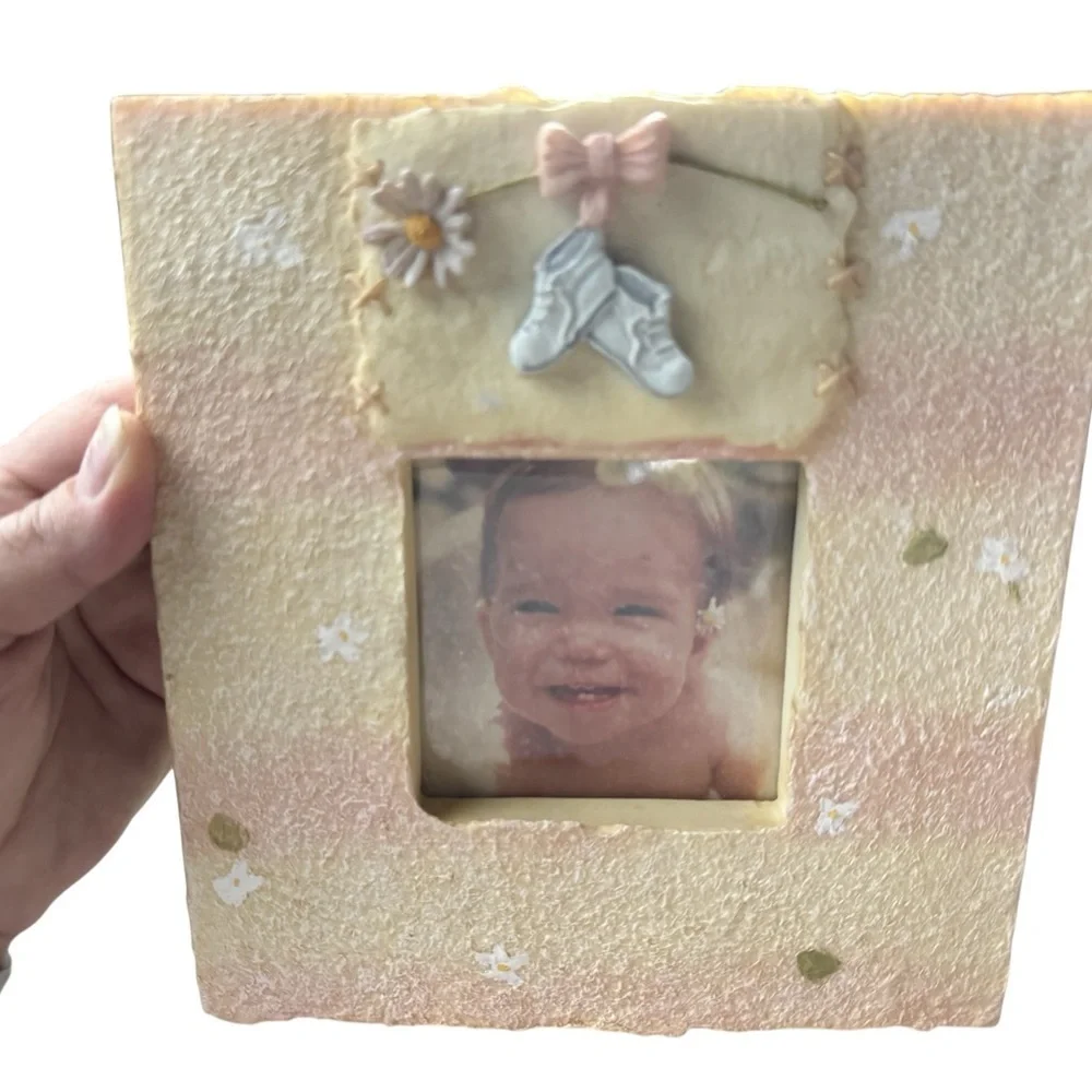 Baby Girl Shoes Picture Frame Pink Yellow Resin Home Decor Room Decor Gift
